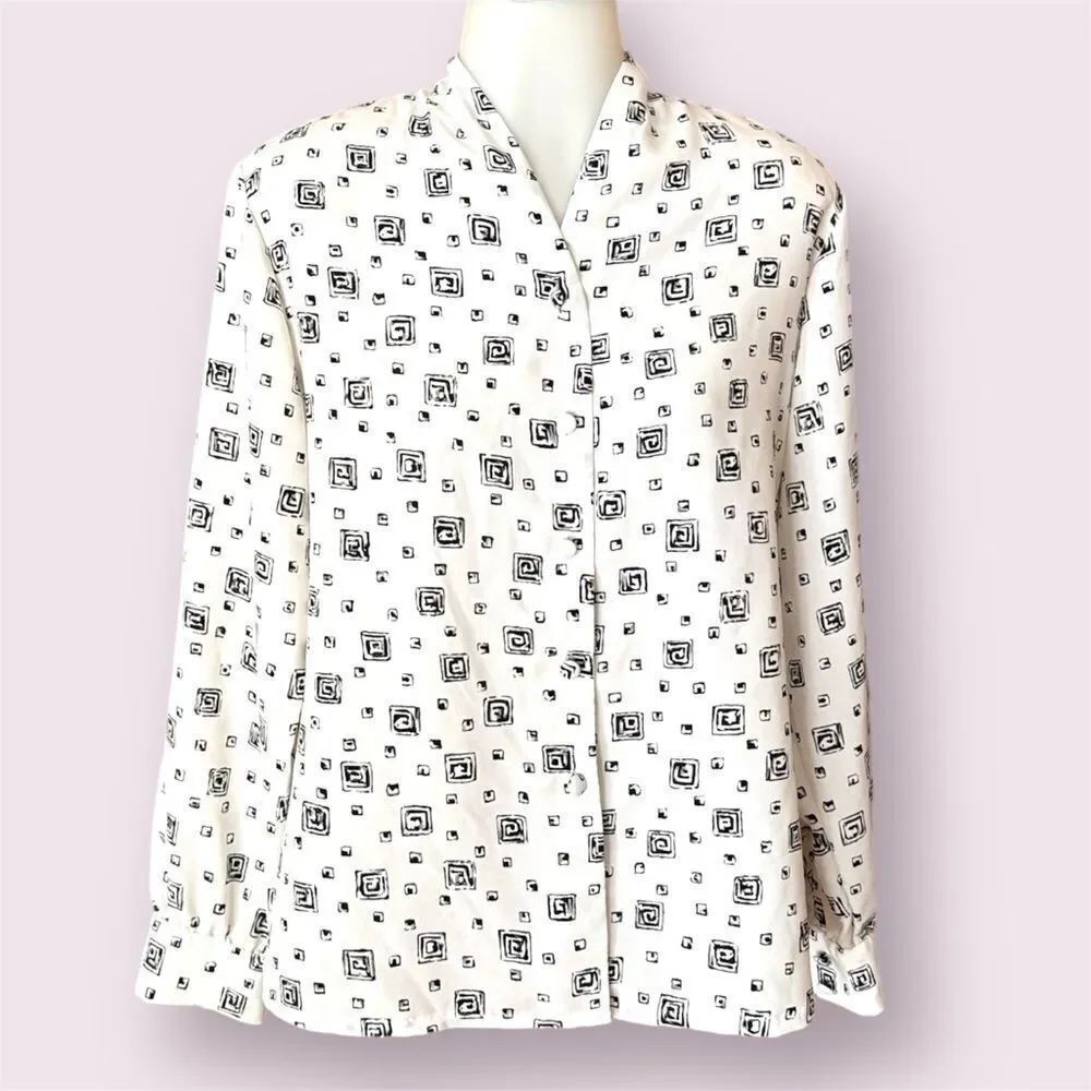 PENDLETON Vintage 80s/90s Geometric Print Button Front Blouse